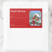 Sticker Rectangulaire Cardinaux Noël Birdfeeder Rouge (Sac)