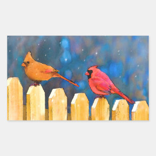 Sticker Rectangulaire Cardinaux sur la peinture de clôture - Art origina