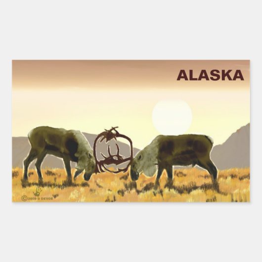 Sticker Rectangulaire Caribou Duel - Alaska (Devant)
