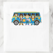 Sticker Rectangulaire Caricature 60 Paix Hippie Van (Sac)