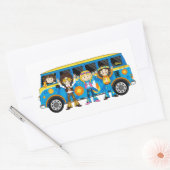 Sticker Rectangulaire Caricature 60 Paix Hippie Van (Enveloppe)