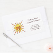 Sticker Rectangulaire Caricature cool tatouage symbole mal Soleil visage (Enveloppe)