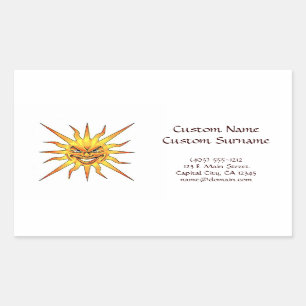 Sticker Rectangulaire Caricature cool tatouage symbole mal Soleil visage