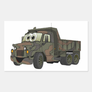 Sticker Rectangulaire Caricature de camion de vidange militaire