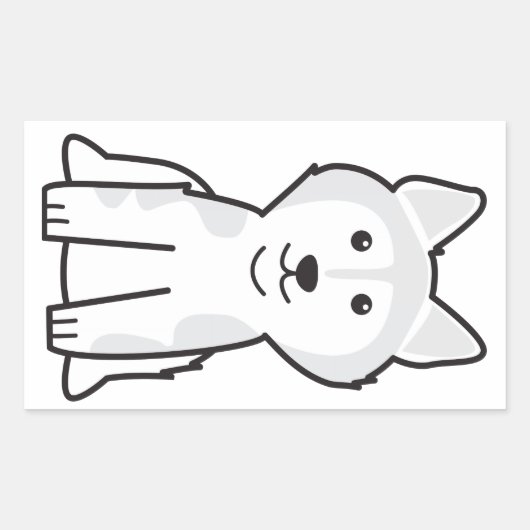 Sticker Rectangulaire Caricature de chien malamué de l'Alaska (Devant)