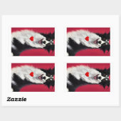 Sticker Rectangulaire caricature de collie valentines (Feuille)