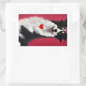 Sticker Rectangulaire caricature de collie valentines (Sac)