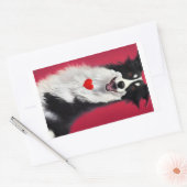 Sticker Rectangulaire caricature de collie valentines (Enveloppe)