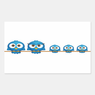 Sticker Rectangulaire Caricature de la famille des oiseaux sur Twitter