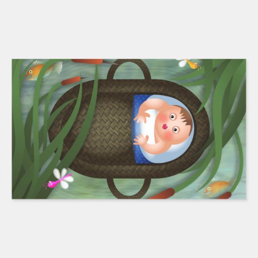 Sticker Rectangulaire Caricature de la Pâque Moses bébé (Devant)