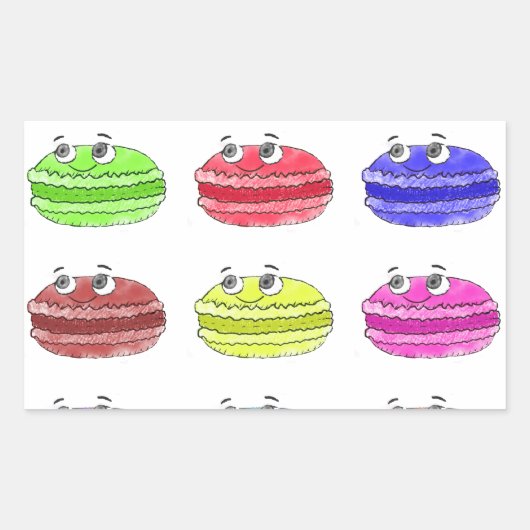 Sticker Rectangulaire Caricature des Macarons (Devant)