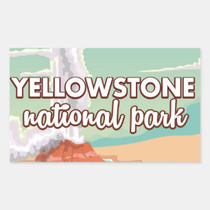 Sticker Rectangulaire Caricature du parc national de Yellowstone
