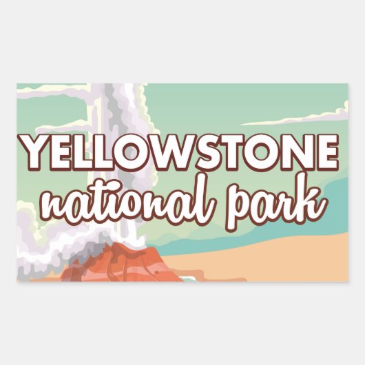 Sticker Rectangulaire Caricature du parc national de Yellowstone (Devant)