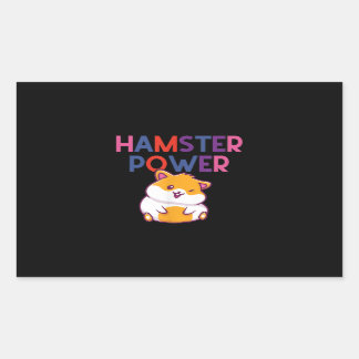 Sticker Rectangulaire Caricature Hamster Power Cute Hamster