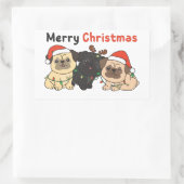 Sticker Rectangulaire Carlin Animaux de Noël Chiens mignons Joyeux Stick (Sac)