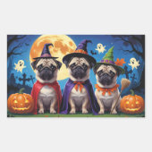 Sticker Rectangulaire Carlin chien Citrouille Halloween drôle (Devant)