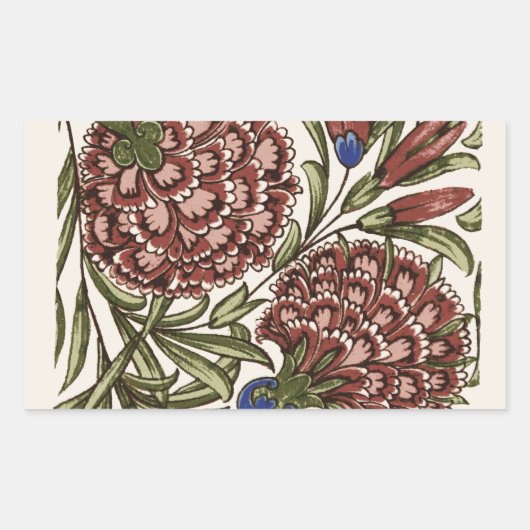 Sticker Rectangulaire Carnation Carrelage Fleur Antique Art Rustique (Devant)