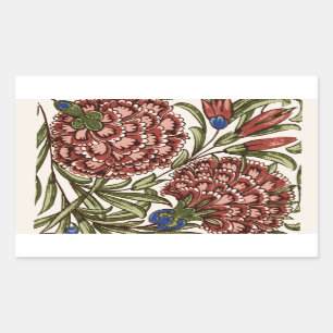 Sticker Rectangulaire Carnation Carrelage Fleur Antique Art Rustique