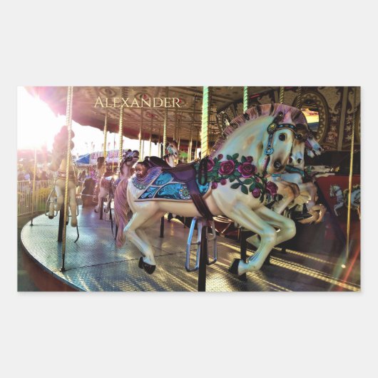 Sticker Rectangulaire Carnaval State Fair Merry-Go-Round Carousel Horse (Devant)
