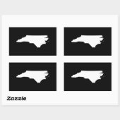 Sticker Rectangulaire Caroline du Nord en blanc et noir (Feuille)