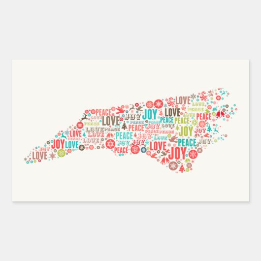 Sticker Rectangulaire Caroline du Nord | Joyeuses fêtes (Devant)