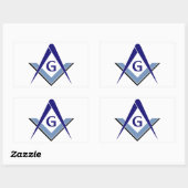 Sticker Rectangulaire Carré et Compas bleu moderne (Feuille)