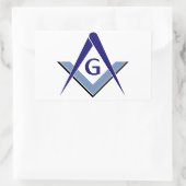 Sticker Rectangulaire Carré et Compas bleu moderne (Sac)
