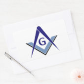 Sticker Rectangulaire Carré et Compas bleu moderne (Enveloppe)