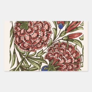 Sticker Rectangulaire Carreau de fleur d'œillet Art antique rustique De