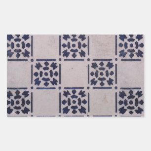Sticker Rectangulaire Carreau hollandais antique Delft bleu blanc
