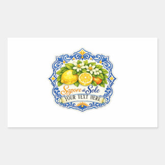 Sticker Rectangulaire Carreau Méditerranéen Citron – Art à l'aquarelle a