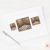 Sticker Rectangulaire Carrelage au sol près de la figure sur le mur. (Enveloppe)