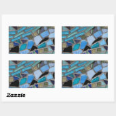 Sticker Rectangulaire Carrelage mosaïque bleu et vert (Feuille)