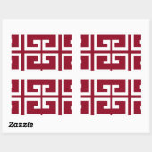 Sticker Rectangulaire Carrelage rouge foncé et blanc (Feuille)