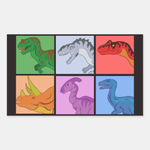 Sticker Rectangulaire Carrés dinosaures