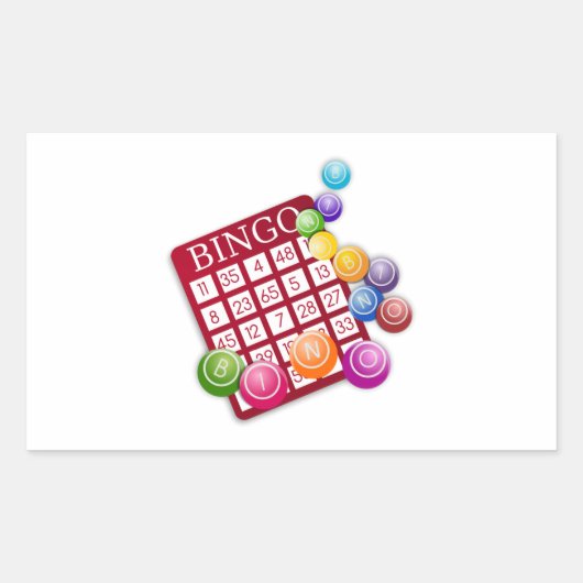 Sticker Rectangulaire Carte BINGO avec boules BINGO (Devant)