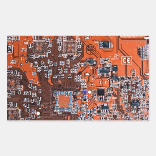 Sticker Rectangulaire Carte circuit imprimé circuit orange PCB (Devant)