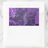 Sticker Rectangulaire Carte Cyber Circuit Purple Tech Art Electronique (Sac)