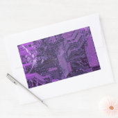 Sticker Rectangulaire Carte Cyber Circuit Purple Tech Art Electronique (Enveloppe)