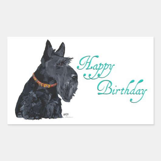 Sticker Rectangulaire Carte d'anniversaire écossaise Terrier (Devant)