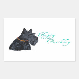Sticker Rectangulaire Carte d'anniversaire Terrier Écossais