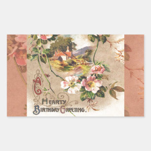 Sticker Rectangulaire Carte d'anniversaire vintage