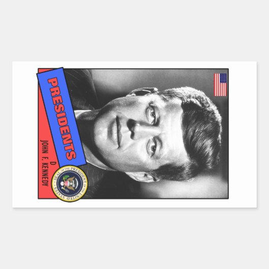 Sticker Rectangulaire Carte de base-ball John F. Kennedy (Devant)