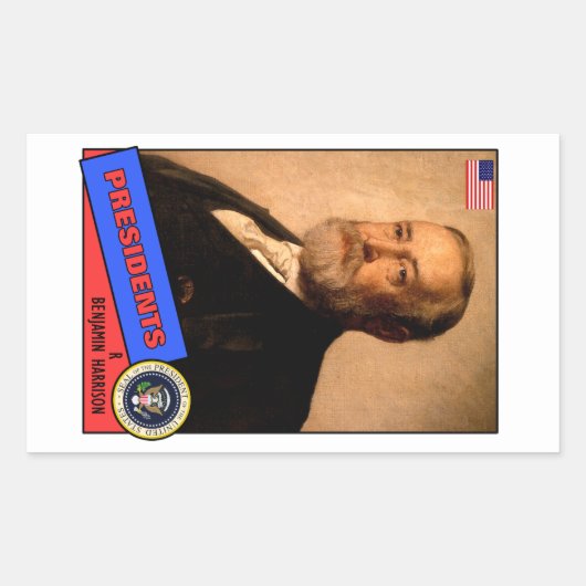 Sticker Rectangulaire Carte de baseball de Benjamin Harrison (Devant)