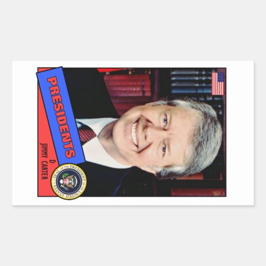 Sticker Rectangulaire Carte de baseball Jimmy Carter (Devant)