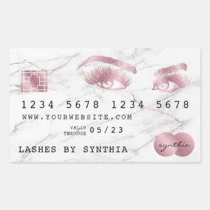 Sticker Rectangulaire Carte de crédit Marbre blanc stylisé Rose or