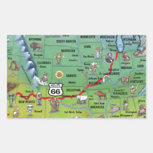 Sticker Rectangulaire Carte de la route historique 66