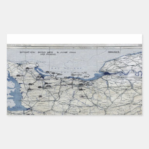 Sticker Rectangulaire Carte de le jour J de la deuxième guerre mondiale