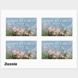 Sticker Rectangulaire Carte de sauvegarde de date en acrylique Fleur sau