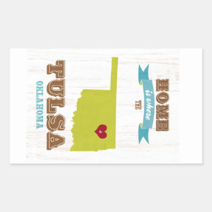 Sticker Rectangulaire Carte de Tulsa, l'Oklahoma - à la maison est où 